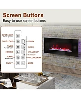 Boyel Living 60 in. Wall Mounted Infrared Electric Fireplace Black with Multi-Color Flame and Csa Certification