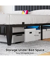 gaomon Bed Frame with Charging Station, Led Bed Frame with Storage Headboard