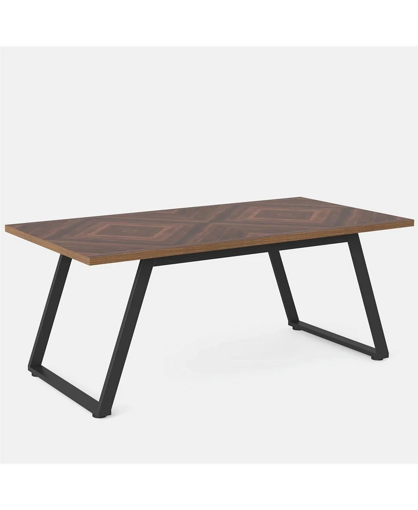 Slickblue Modern Farmhouse Rectangle Dining Table Wood Top Metal Frame