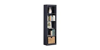 Slickblue Narrow 5-Shelf Bookcase Slim Storage Shelving Unit Wood Finish