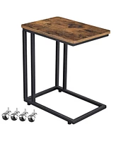 Slickblue Modern Industrial Side Table Nightstand Tv Tray on Wheels for Versatile Storage