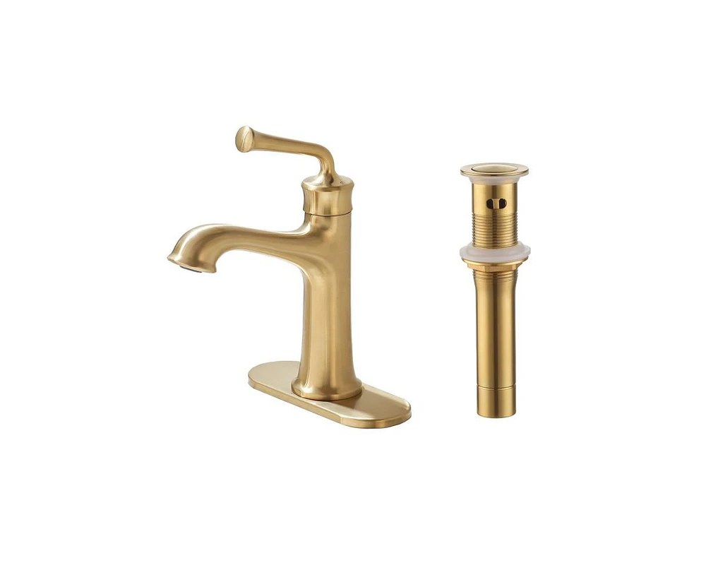 Casainc Single Hole Faucet Single-handle Bathroom with Drain Assembly