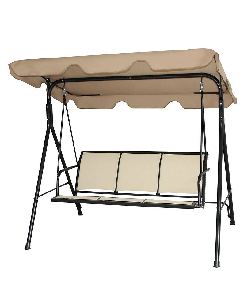 Slickblue Outdoor Porch Patio 3-Person Canopy Swing - Relax in Comfort and Style