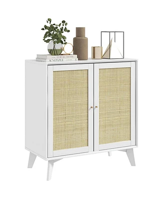 Slickblue Modern Mid-Century Rattan Sideboard Buffet Dining Storage Cabinet for Stylish Organization