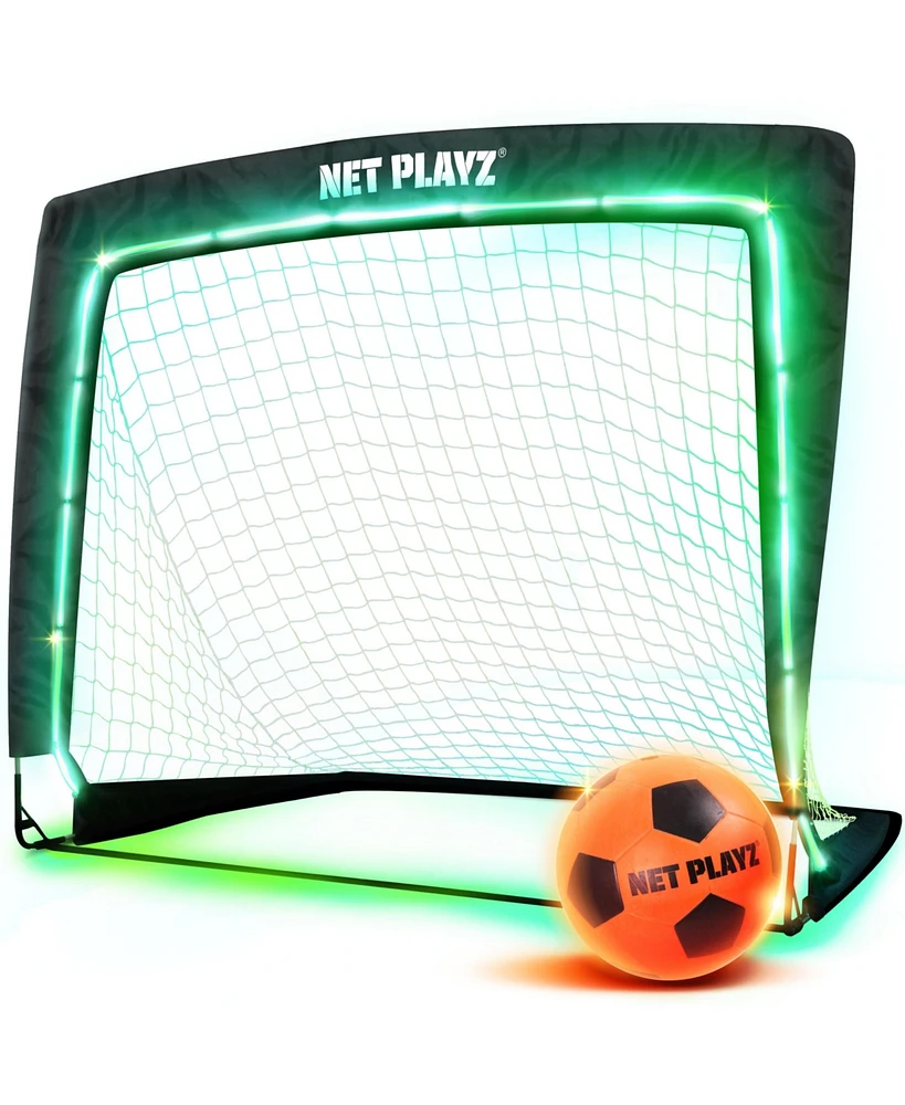 Net Playz Light Up Glow-in-the-Dark Soccer Ball and Goal Gift Set