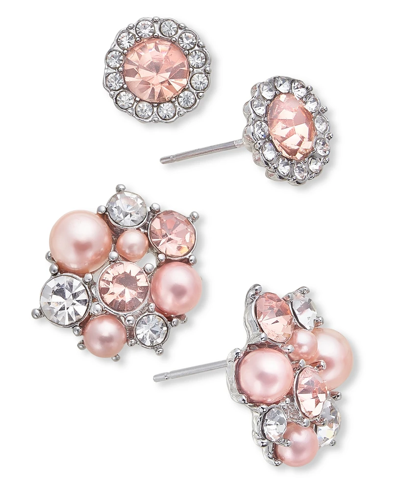 Charter Club Silver-Tone 2-Pc. Set Pink Imitation Pearl Stud Earrings, Exclusively at Macy's