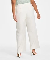 Anne Klein Plus Pull-On Wide-Leg Tailored Pants