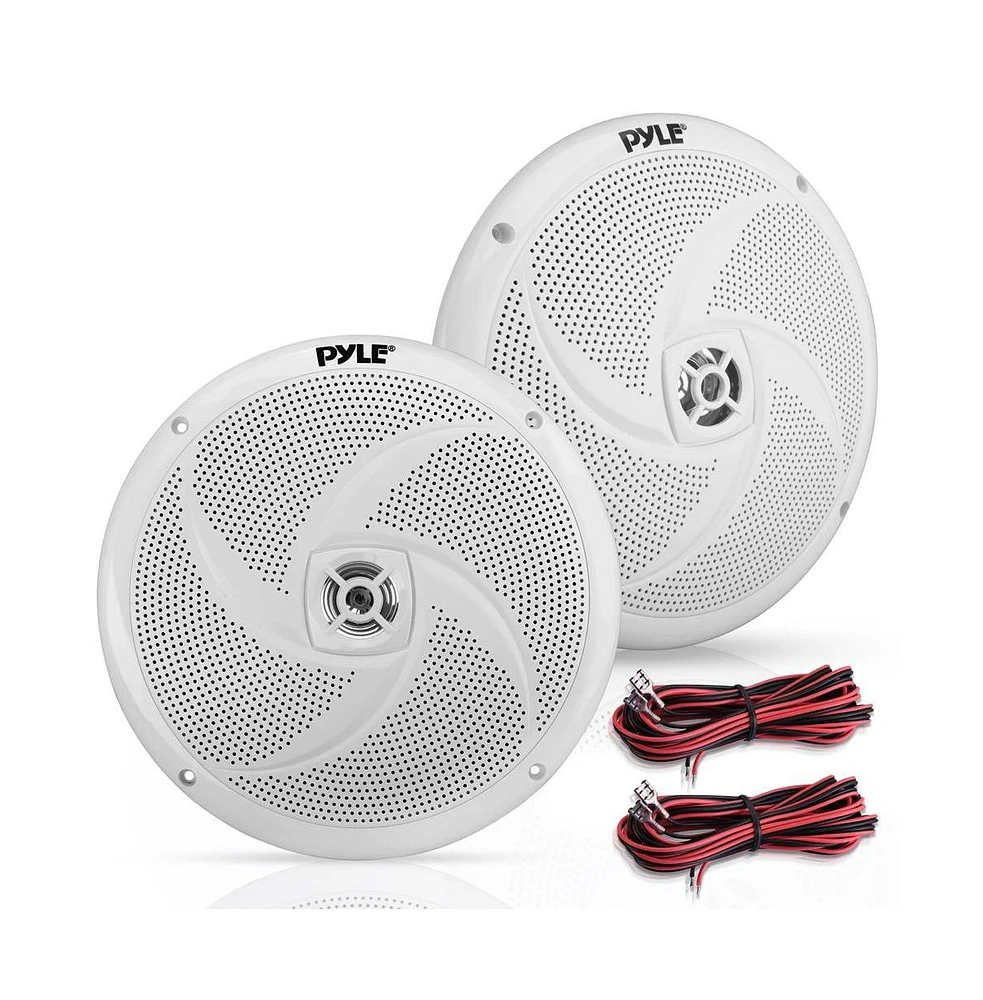 Pyle Dual 8" Waterproof Marine Speakers - 2-Way Full Range Stereo Sound, 160W (White