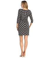 R & M Richards Women's Printed Faux-Wrap Dress