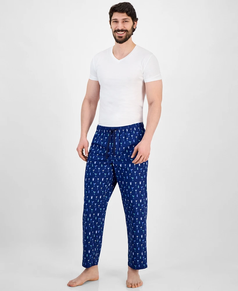 Club Room Men's Woven Beverage-Graphic Pajama Pants, Exclusively at Macy's