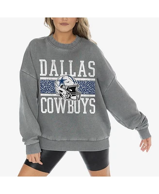 Gameday Couture Women's Gray Dallas Cowboys Vintage Wash Oversized Crewneck Fleece Pullover