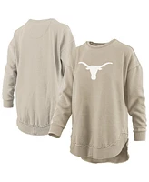 Pressbox Women's Tan Texas Longhorns Poncho Fleece Pullover Sweatshirt