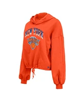 New Era Women's Orange New York Knicks 2024/25 City Edition Cropped Pullover Hoodie