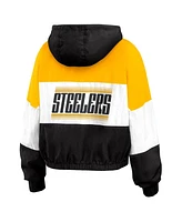 Wear by Erin Andrews Women's Black Pittsburgh Steelers Color Block Full-Zip Windbreaker Jacket