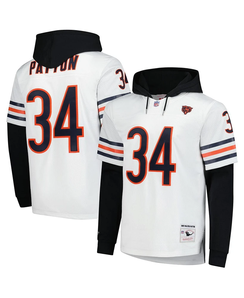 Mitchell & Ness Men's Walter Payton White Chicago Bears Player Name Number Hoodie Legacy Jersey