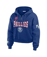 Wear by Erin Andrews Women's Royal Philadelphia Phillies Patch Quarter-Zip Hoodie