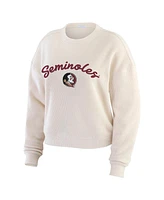 Wear by Erin Andrews Women's Cream Florida State Seminoles Rib-Knit Long Sleeve T-Shirt Pants Lounge Set