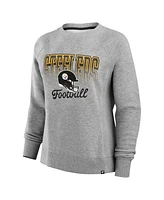 Fanatics Women's Heather Gray Pittsburgh Steelers Hit Hard Fleece Pullover Sweatshirt