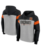 Fanatics Women's Heather Gray/Black Cincinnati Bengals Bold Play Call Pullover Hoodie