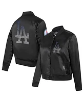 Pro Standard Women's Black Los Angeles Dodgers Rhinestone Satin Full-Snap Jacket