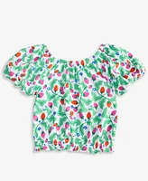 Epic Threads Big Girls Berry-Print Smocked Puff-Sleeve Top, Exclusively at Macy's