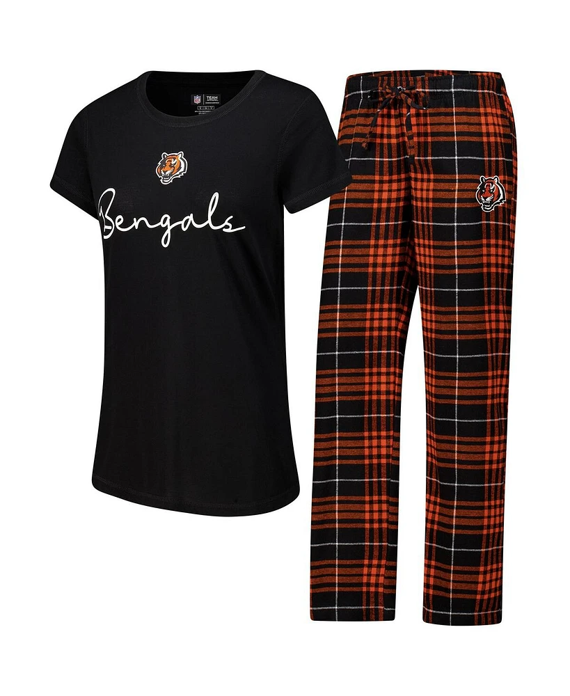 Concepts Sport Women's Cincinnati Bengals Vector T-Shirt Flannel Pants Sleep Set