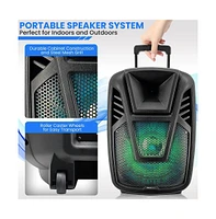 Pyle 15" Portable Wireless Bluetooth Pa Speaker System with Led Light, Remote & Microphone