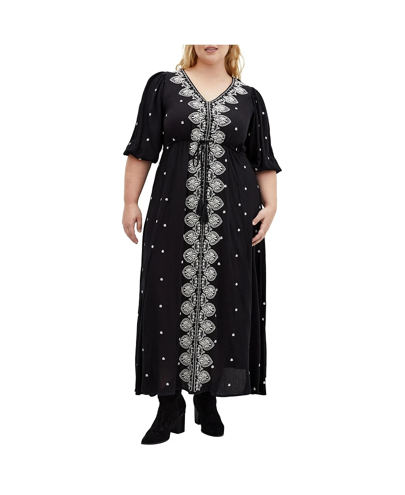 City Chic Plus Ulla Embroidered Dress