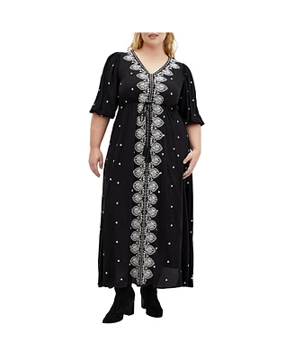 City Chic Plus Ulla Embroidered Dress
