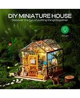 Robotime Diy Miniatures Dollhouse Craft Kits Tiny House Model, Multicolored, 7.68"6.89"6.89"