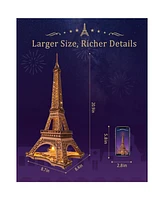 Robotime Eiffel Tower 3D Wooden Puzzle,Craft Kits Architecture Construction Model for Teens Adult, Brown, 20.6"13.7"13.7"