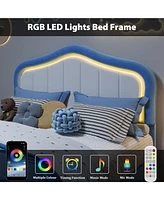 gaomon Full Upholstered Bed Frame with Storage Drawers, Cute Girls & Boys Bed with Adjustable Headboard
