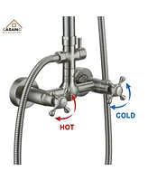 Casainc Pressure Balanced Complete Shower System with Clawfoot Control Handle and Rough-in Valve