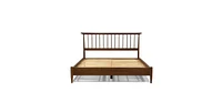 Slickblue Hardwood Mid-Century Platform Bed Frame with Headboard for Stylish Bedroom Decor