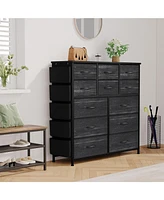 gaomon 12 Dresser for Bedroom, Tall Fabric Storage Livingroom Entryway, Dressers & Chests of Drawers with Sturdy Metal Frame, Wood Tableto