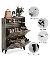 gaomon Freestanding Shoe Cabinet, 2 Flip Drawers Front Door Shoe Rack with Adjustable Shelf & Metal Legs, Shoe Rack for Front Door Entrance, Entryway