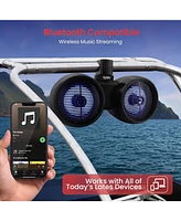 Pyle 8'' Marine Bluetooth Wakeboard Speaker System with Led Lights, 300W, Black
