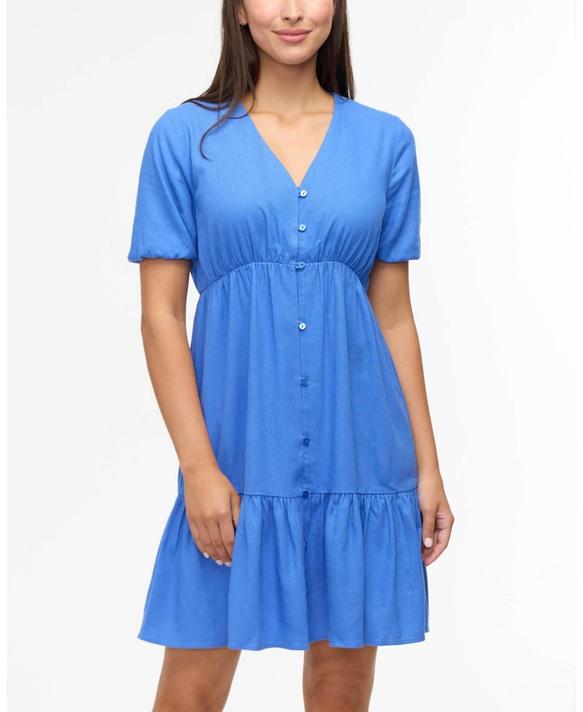 Ellen Tracy Women's Tiered Dress with Button Closure