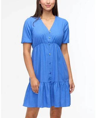 Ellen Tracy Women s Tiered Dress with Button Closure