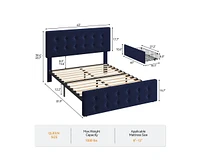 gaomon Queen Size Bed Frame with 4 Storage Drawers and Headboard, Velvet Upholstered Platform Bed Frame with Wooden Slats Support