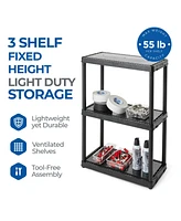 Gracious Living 3 Shelf Fixed Height Solid Light Duty Home Storage Unit