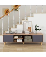 Gymax Tv Stand for Tvs up to 65'' Modern Rustic Tv Cabinet w/ Open Shelf TV Console Table