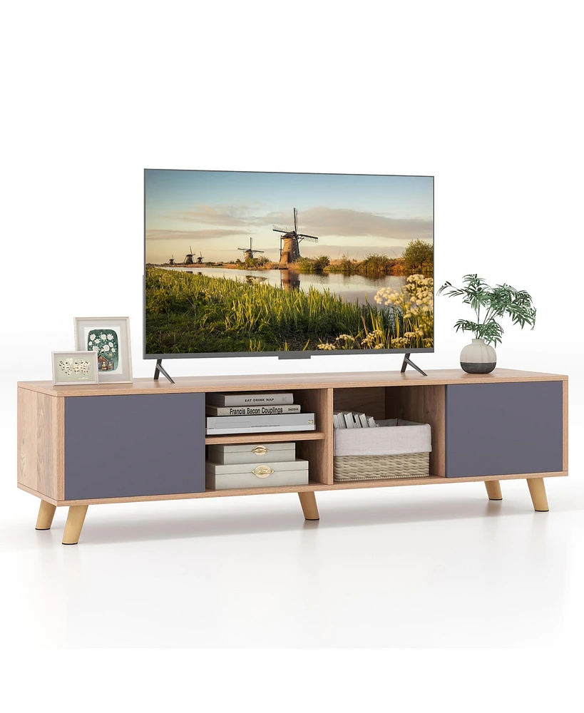 Gymax Tv Stand for Tvs up to 65'' Modern Rustic Tv Cabinet w/ Open Shelf TV Console Table