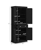 Homcom 72.5" Kitchen Pantry Cabinet with 4 Doors, Drawer