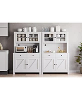 gaomon Kitchen Pantry Cabinet with Microwave Stand, Freestanding Hutch Cabinet with Buffet Cupboard