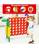 Gymax 2.5Ft 4-to-Score Giant Game Set Basketball Hoop Ring Game Indoor Outdoor