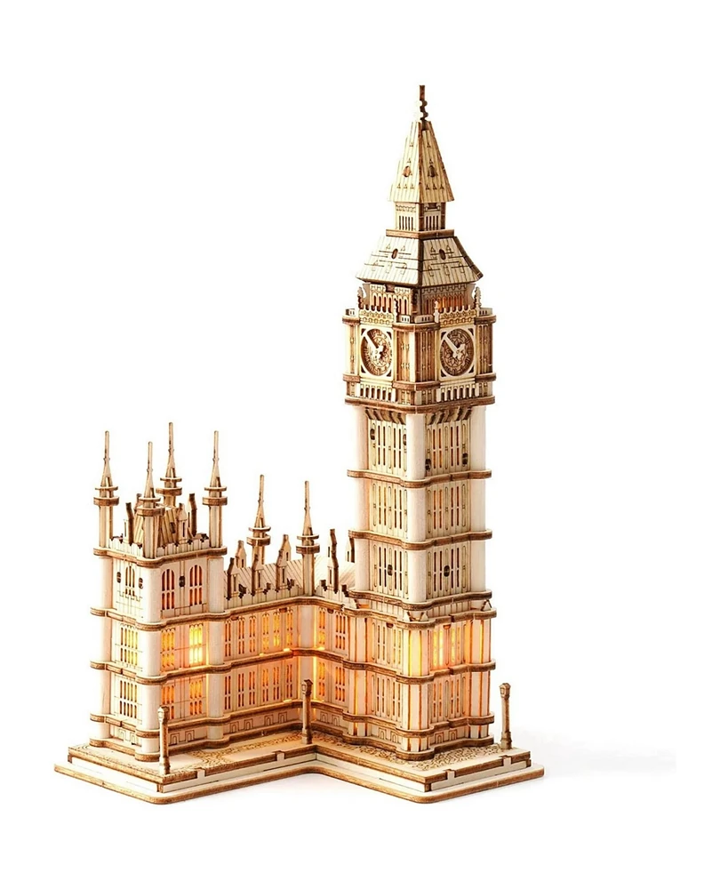 Robotime 3D Jigsaw Puzzle Big Ben London Architecture Wooden Model Kits for Teens/Adults, 3.9"4.2"7.5"