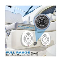 Pyle 6.5'' Waterproof Marine Speakers with Bluetooth Amplifier, 4-Speaker System