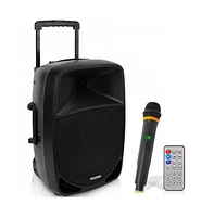 Pyle Bluetooth Pa Speaker with Wireless Microphone – Portable Karaoke System with Rechargeable Battery, MP3/Usb/Sd, Uhf Wireless Mic, 1200W