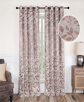Superior Modern Leaves Curtain Panels Set with Grommet Header
